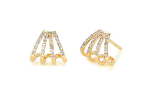 14KY Diamond Multi Huggie Diamond Earrings
