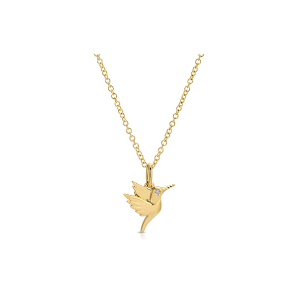 14KY Hummingbird Necklace with Diamond Eye
