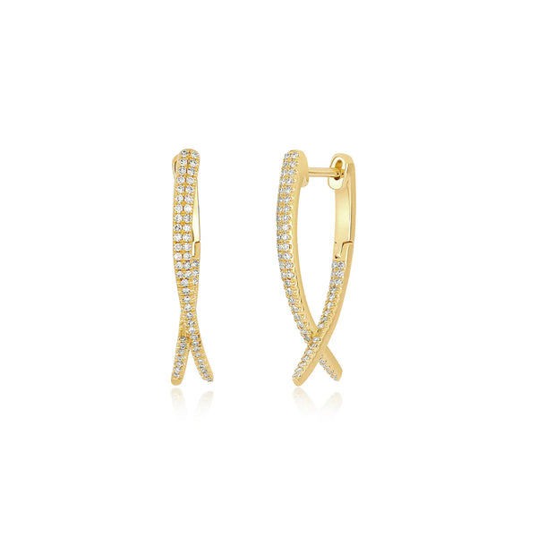14KY Diamond Loop Hoop Earrings