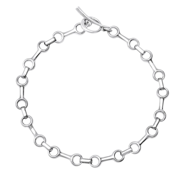 15mm Double Beam Chain Bracelet with Tusk Clasp Sterling Silver