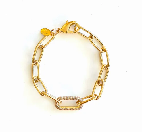 Pavé Clasp Link Bracelet