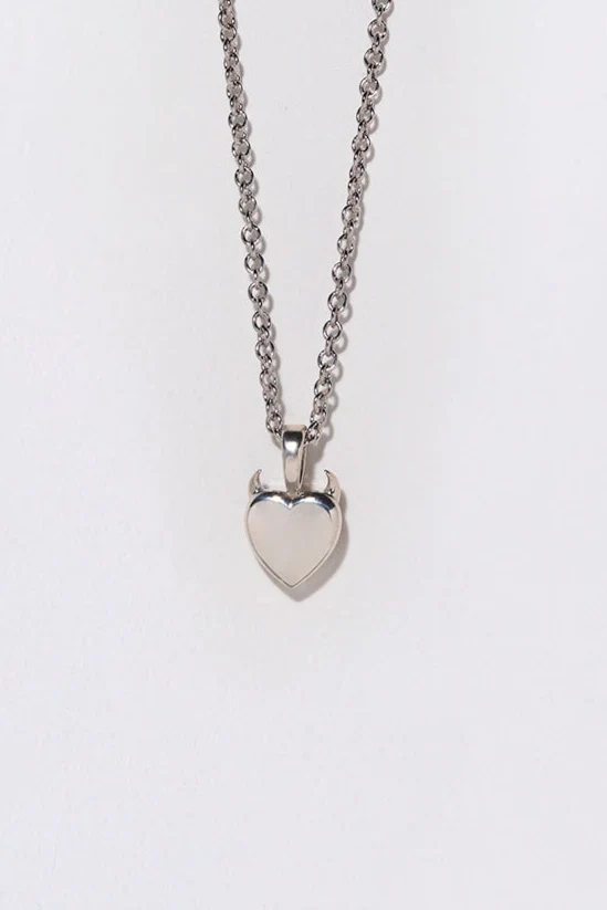 Devil Heart Necklace Sterling Silver 16"