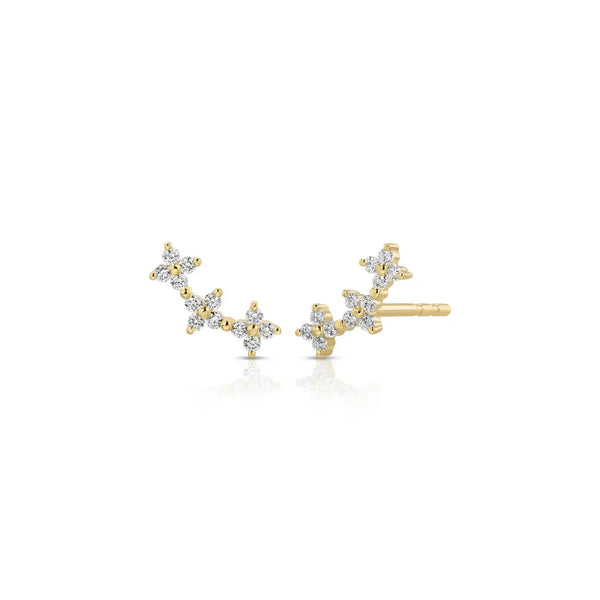 14KY Diamond Fleur Arc Stud Earrings
