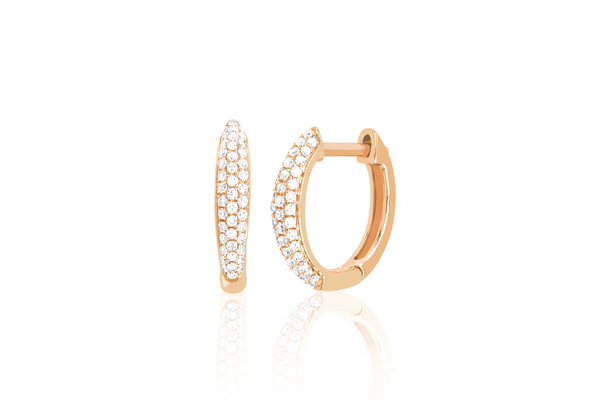 14KY Diamond Dome Huggie Earrings