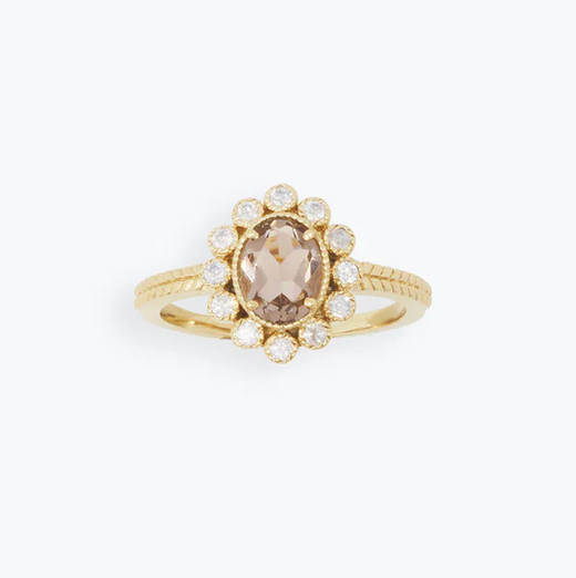 Romy Ring Brown & White Zircon