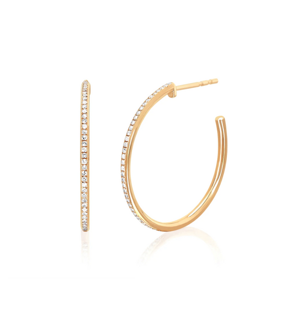 14k Half Diamond Hoop Earrings